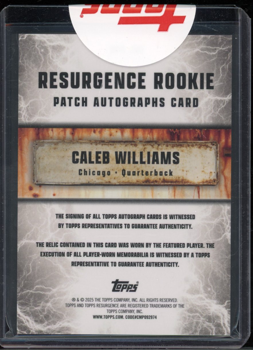 2024 Topps Resurgence Caleb Williams Rookie Patch Auto