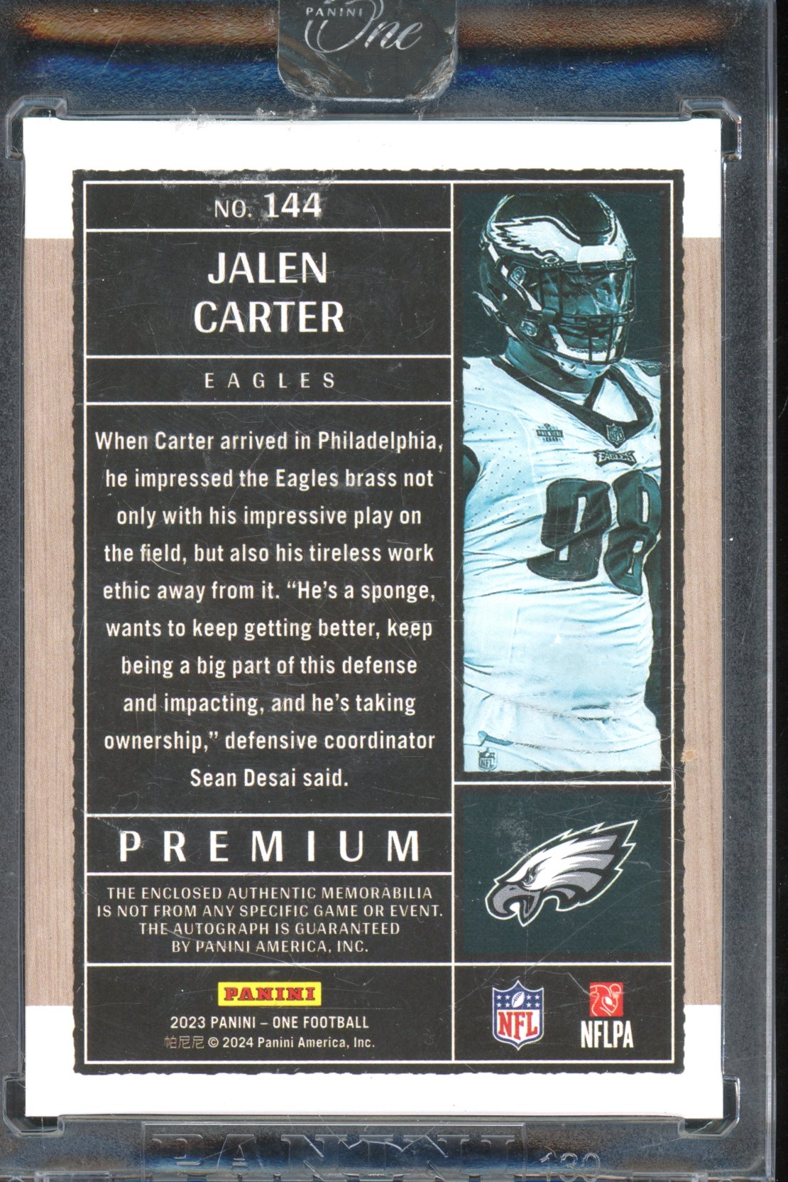 2023 Panini One Jalen Carter Rookie Patch Auto 32/99 RC