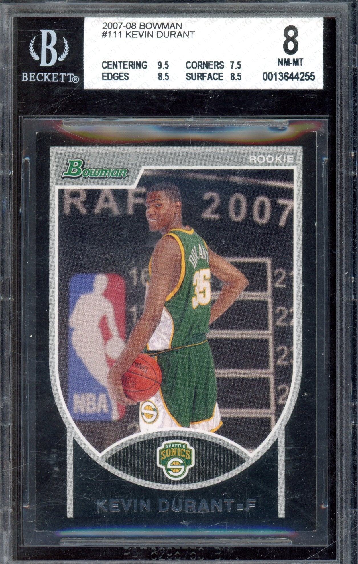 2007 Bowman Kevin Durant 1082/2999 BGS 8 RC