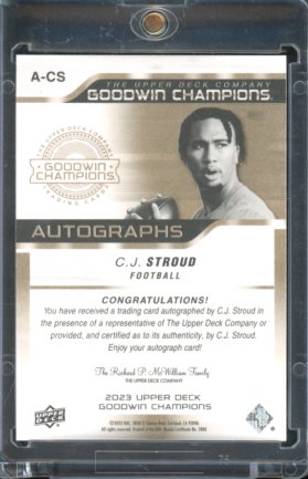 2023 Upper Deck Goodwin Champions CJ Stroud Rookie Auto