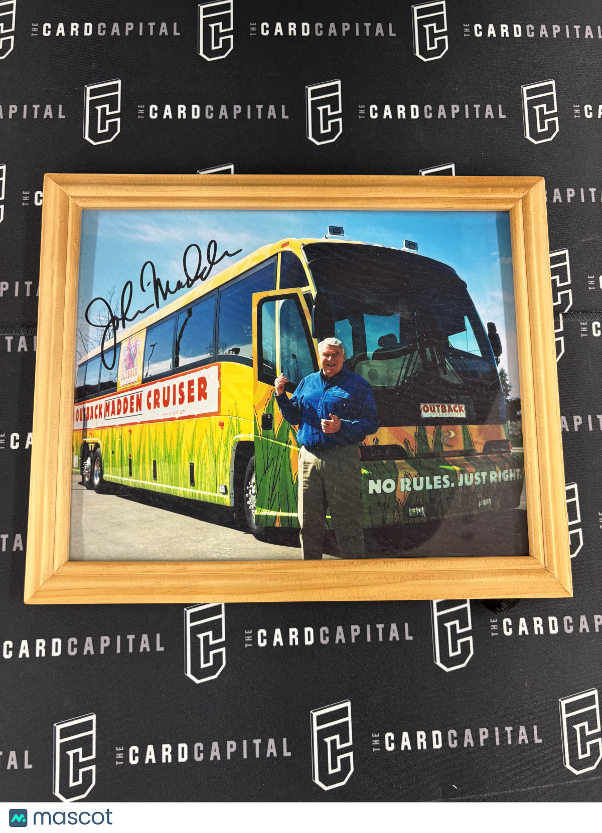 John Madden Signed 8x10 W/ Madden Cruiser