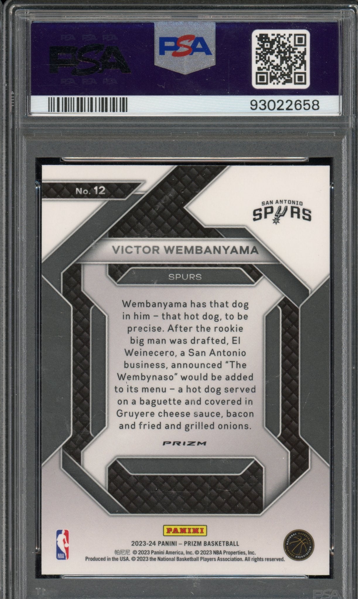 2023 Prizm Victor Wembanyama Emergent Silver PSA 10 RC