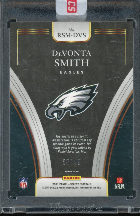 2021 Select Devonta Smith Purple Rookie Patch Auto /49