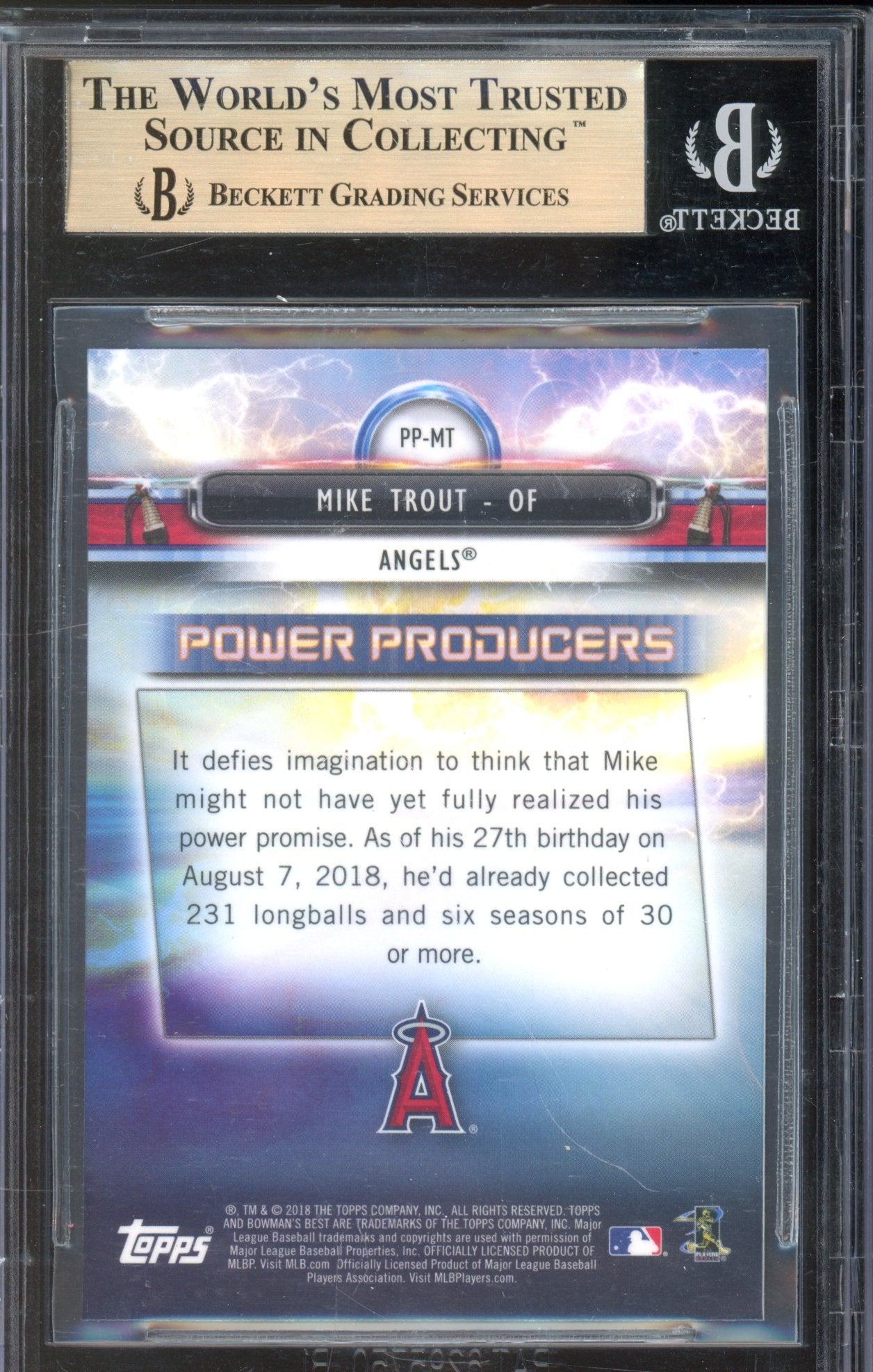 2018 Bowman's Best Mike Trout Power Producers Refractor BGS 10