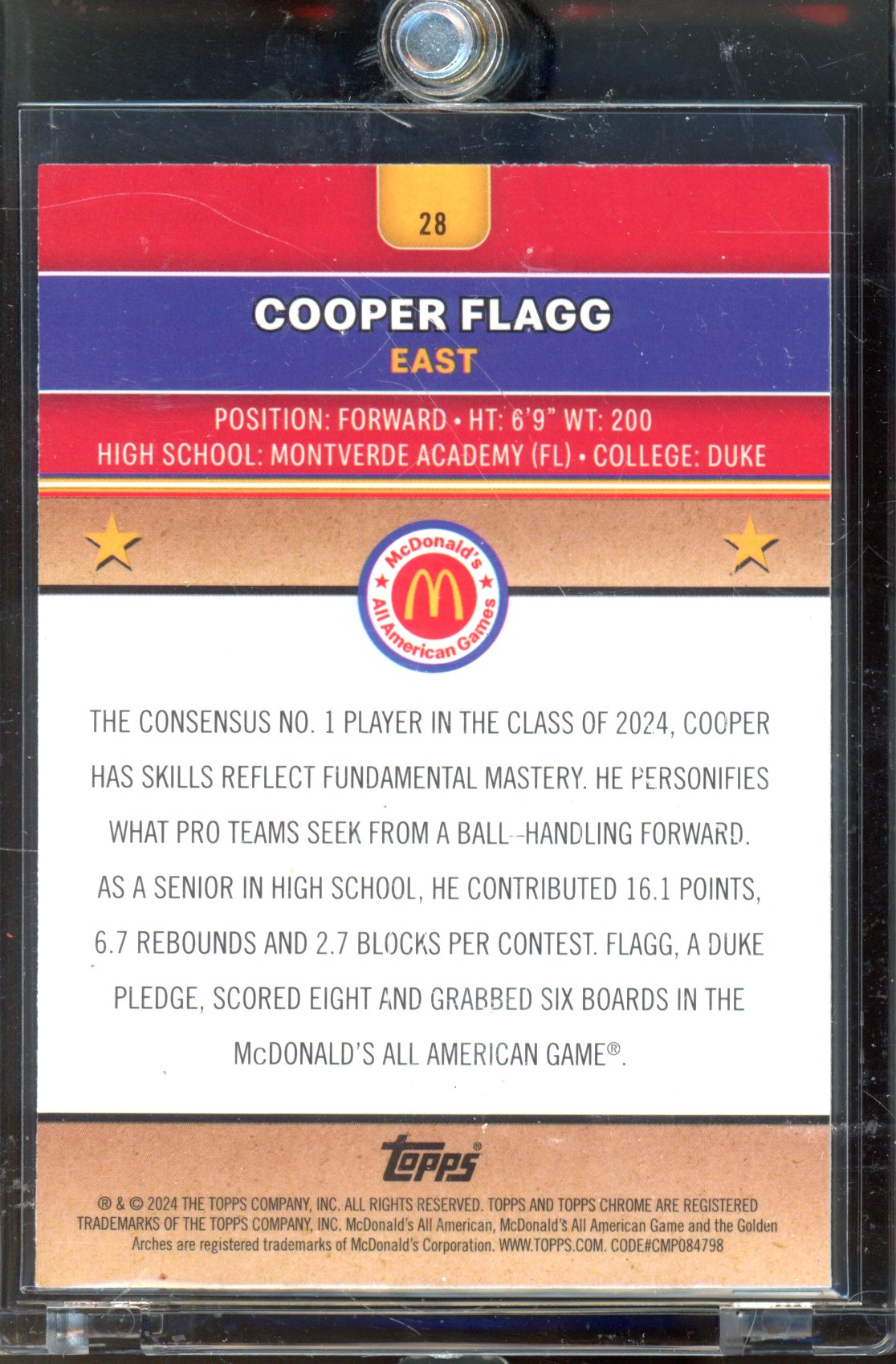 2024 Chrome McDonald's Cooper Flagg McFlurry Variation