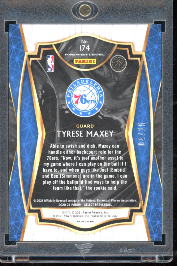 2020-21 Select Tyrese Maxey Rookie Blue Disco /25