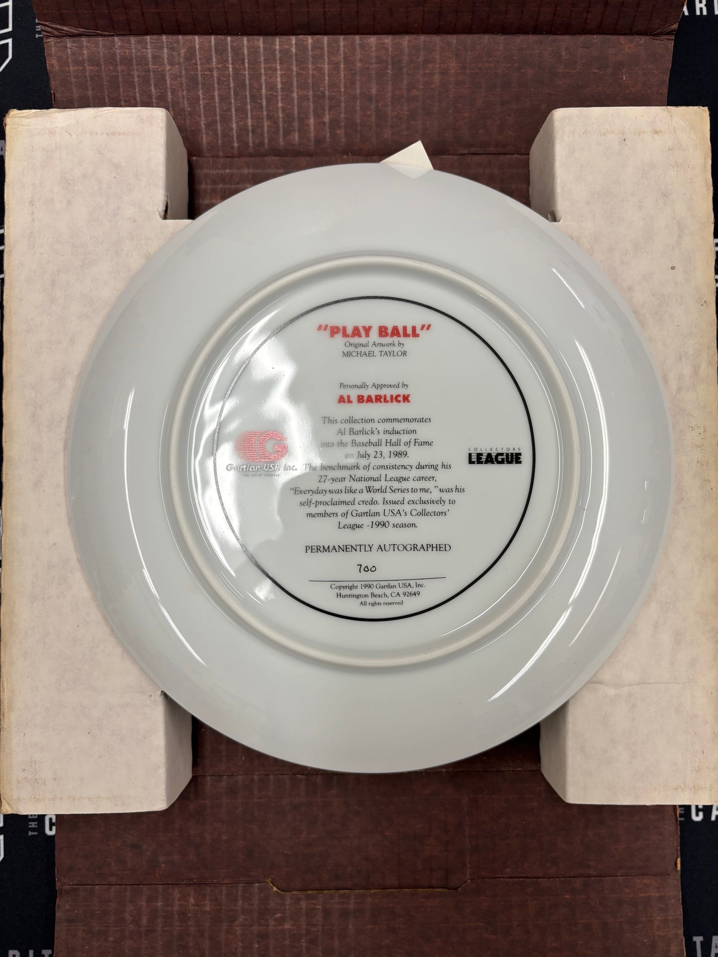 Gartland Al Barlick Collectors Plate