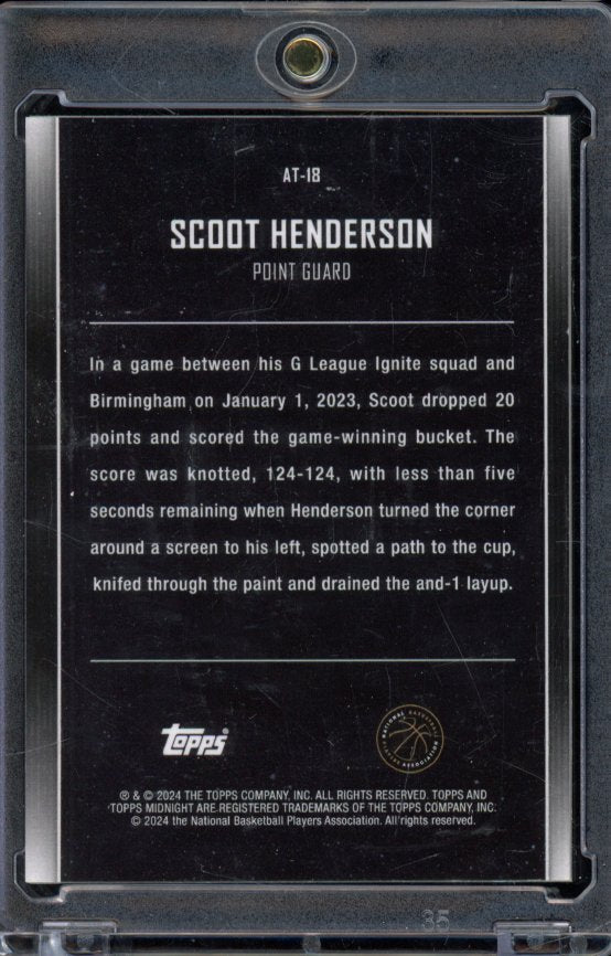 2023-24 Midnight Scoot Henderson Rookie 1/1 After Hours