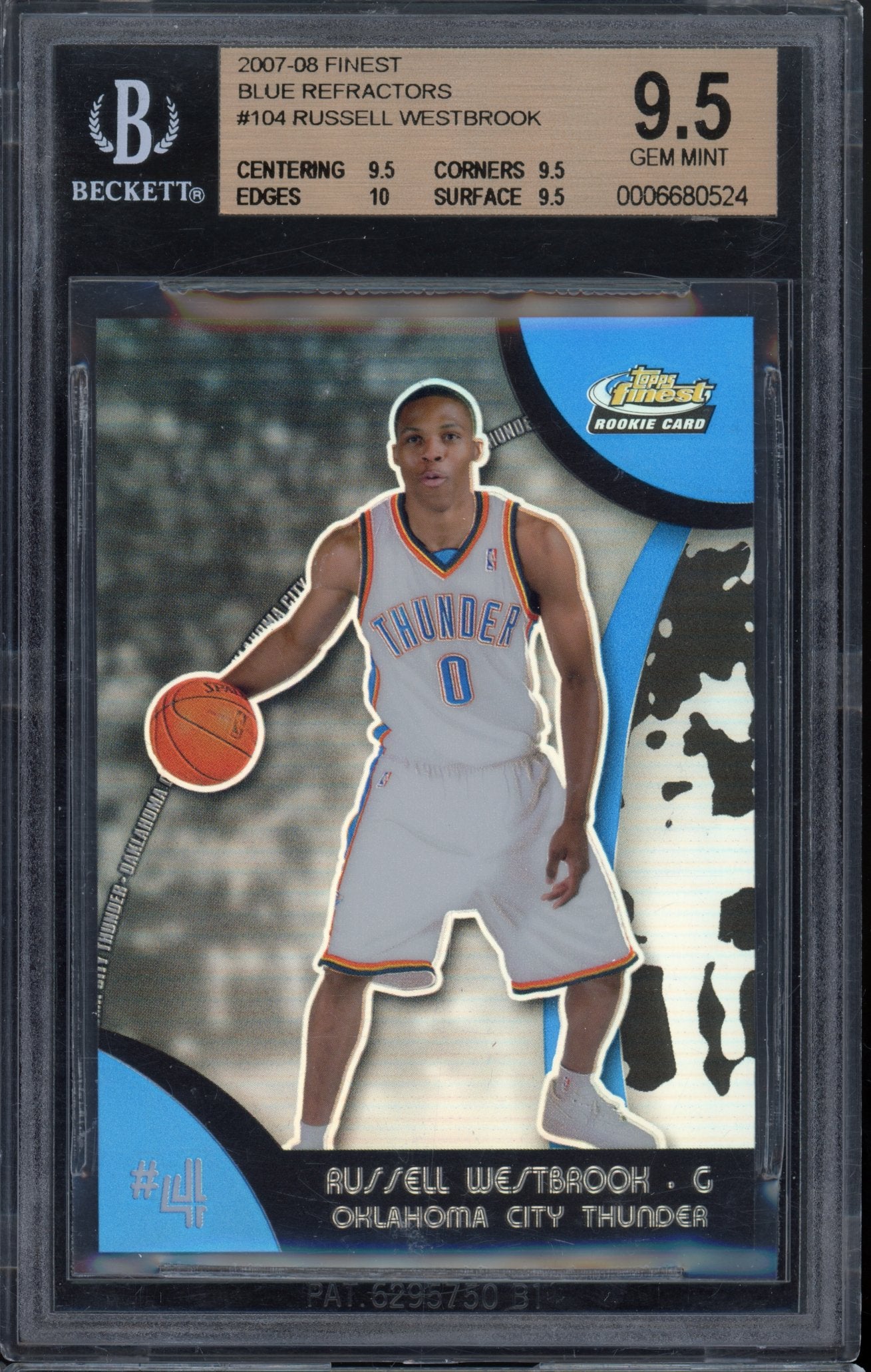 2007 Finest Russell Westbrook Blue Refractor 020/199 BGS 9.5 RC