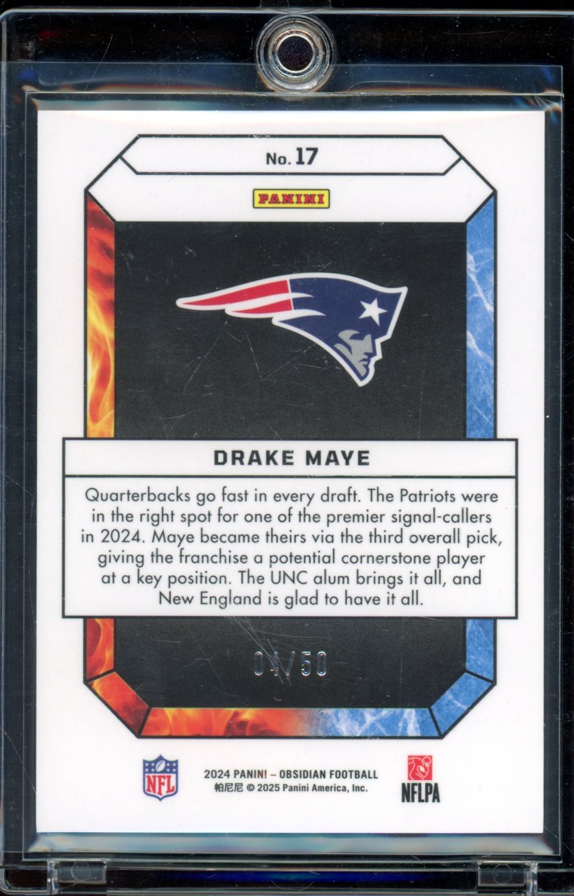 2024 Obsidian Drake Maye Fire And Ice Purple Rookie /50