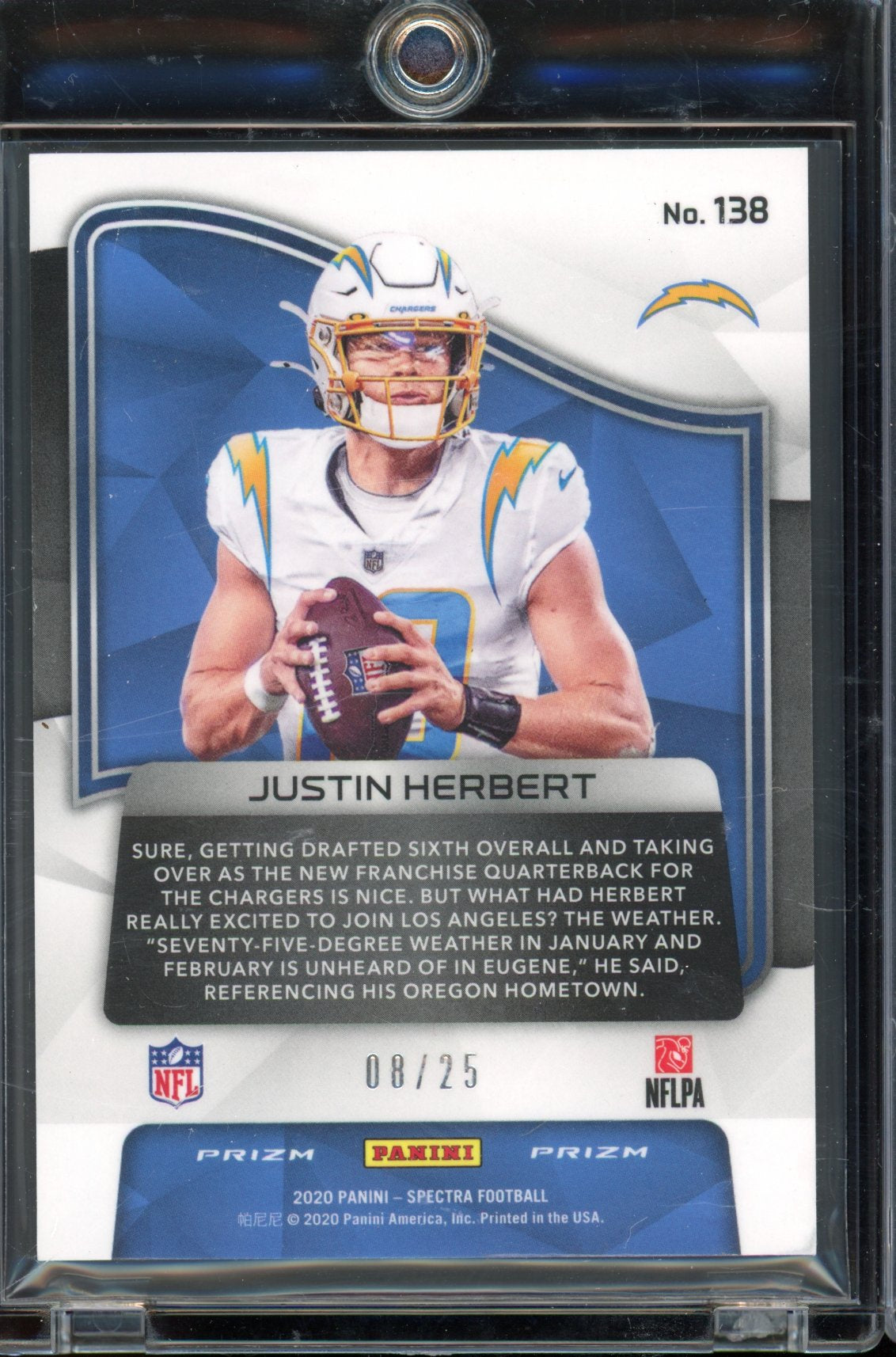 2020 Spectra Justin Herbert Hyper Pink 08/25 RC