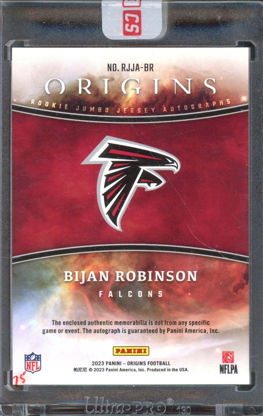 2023 Origins Bijan Robinson Rookie Patch Auto Orange 28/75 RC