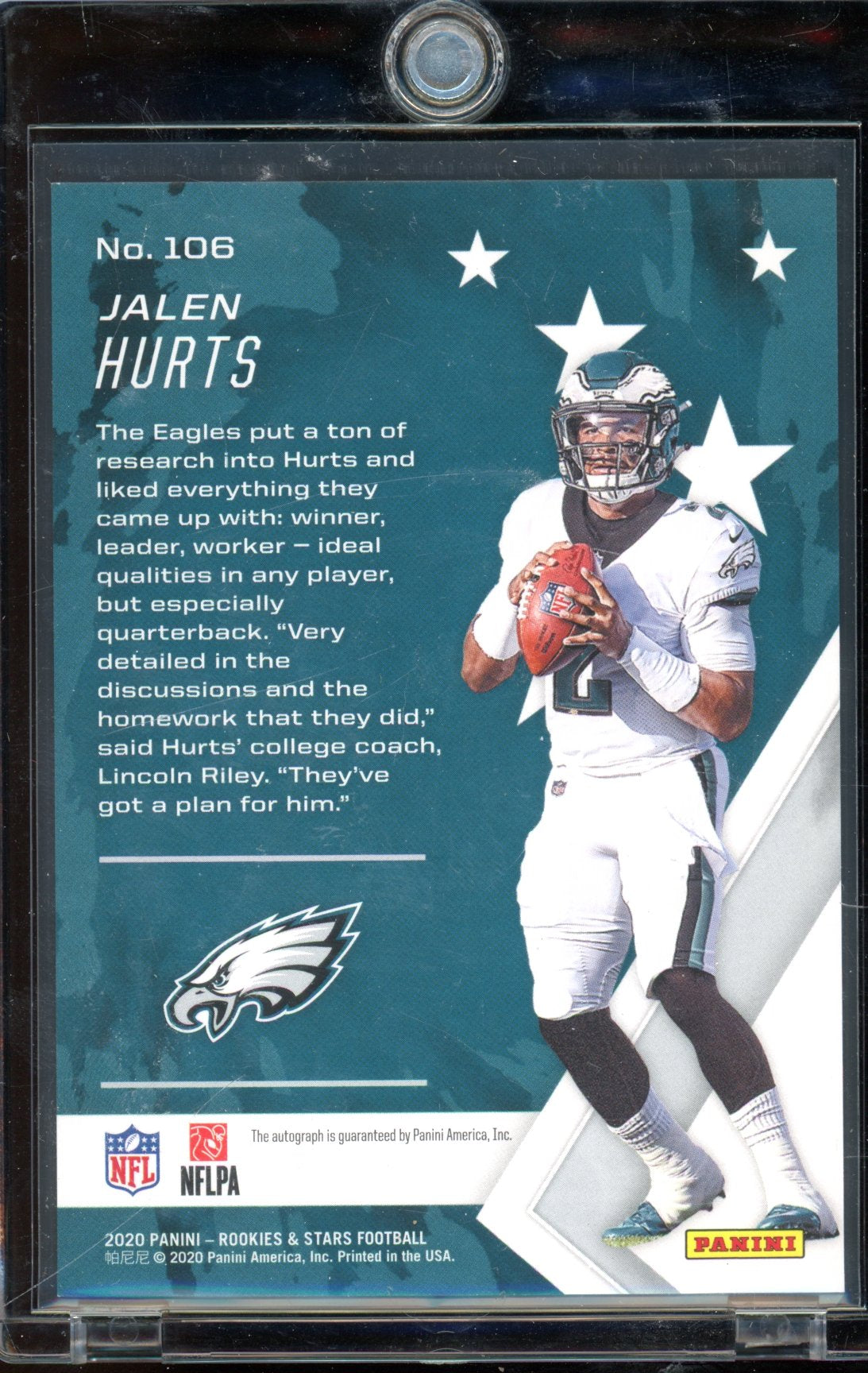 2020 Rookies & Stars Jalen Hurts Purple Auto 11/25 RC