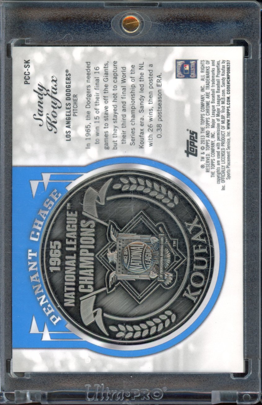 2013 Topps Sandy Koufax Pennant Chase Medallion /10