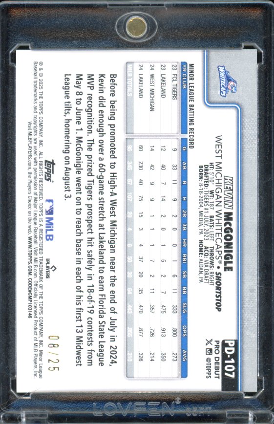 2025 Pro Debut Kevin Mcgonigle Orange /25