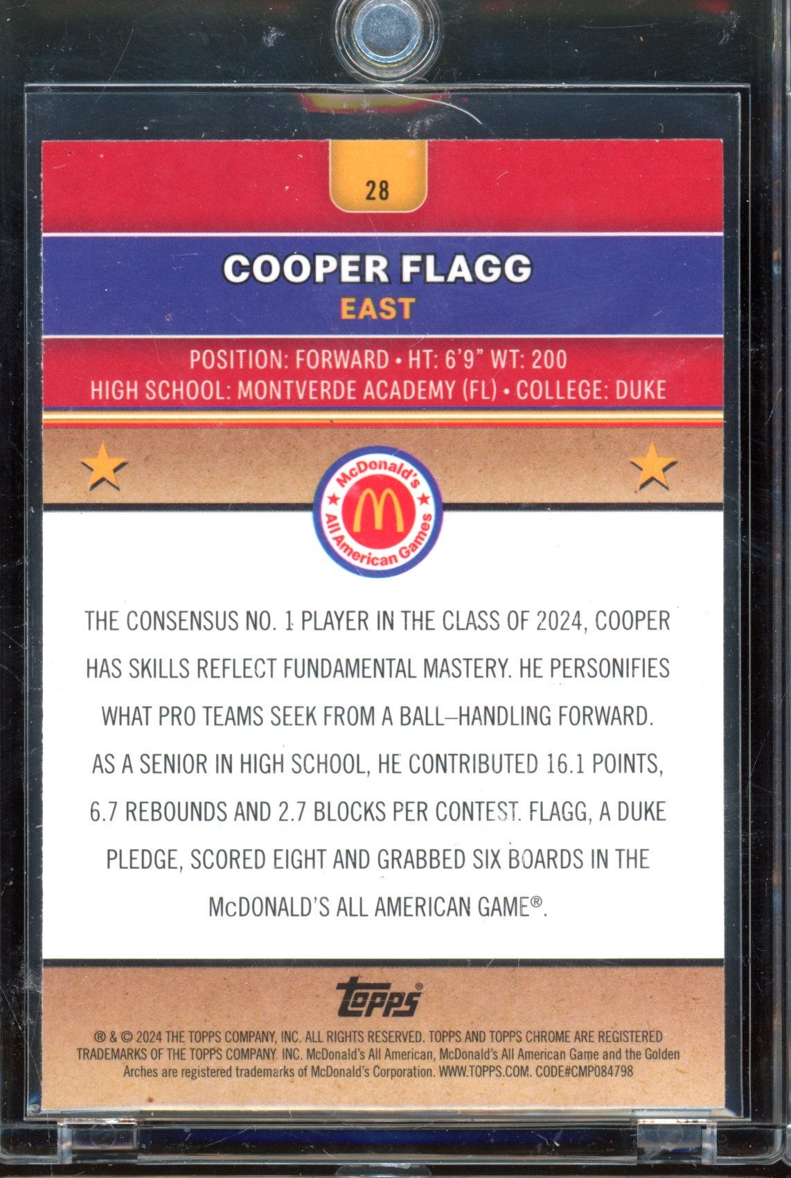 2024 Chrome McDonald's Cooper Flagg McFlurry Variation