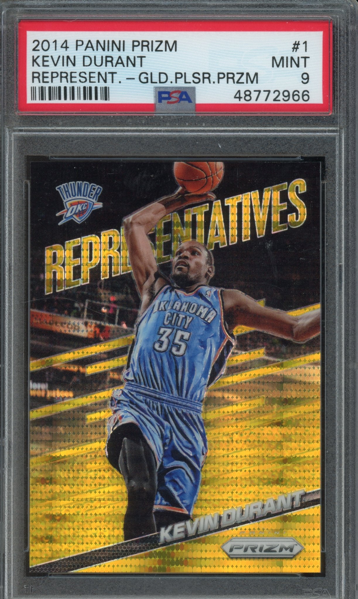 2014 Prizm Kevin Durant Representatives Gold Pulsar 06/10 PSA 9