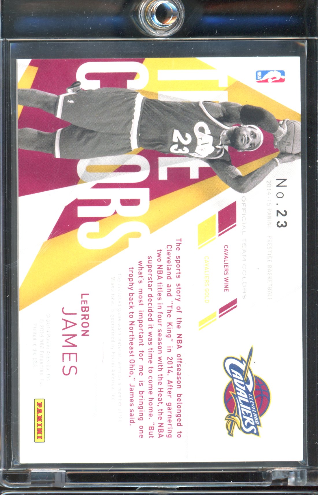 2014 Prestige LeBron James True Colors Jersey 01/75 GAME USED