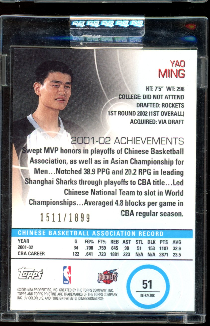 2003-04 Topps Pristine Yao Ming Blue Refractor /1899 Sealed