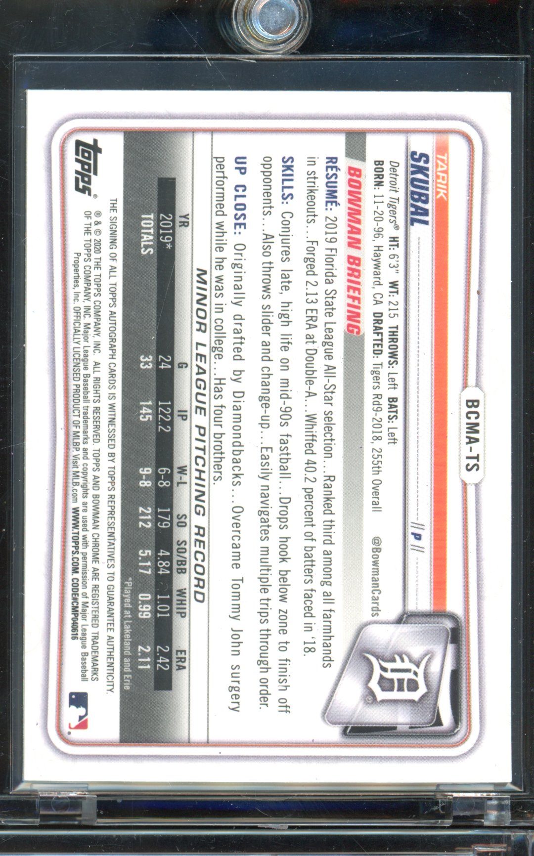 2020 Bowman Chrome Tarik Skubal Mega Auto