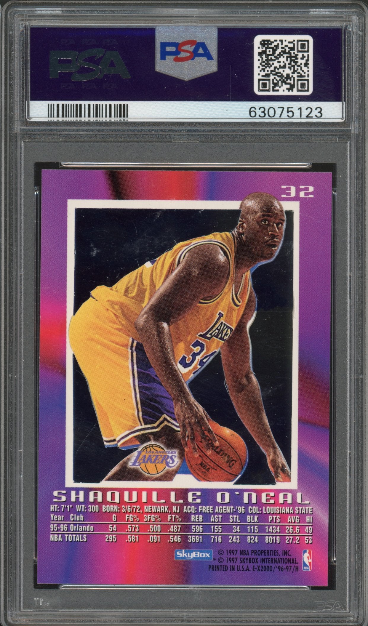 1996 Skybox E-X2000 Shaquille O'Neal PSA 9