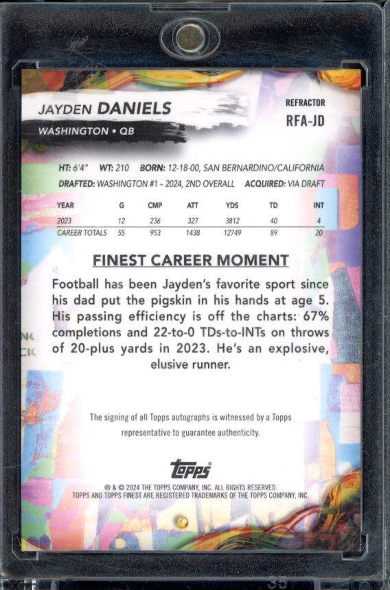2024 Finest Jayden Daniels Refractor Rookie Auto