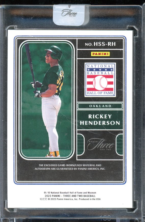 2023 Panini Three and Two Rickey Henderson Bat Auto /15