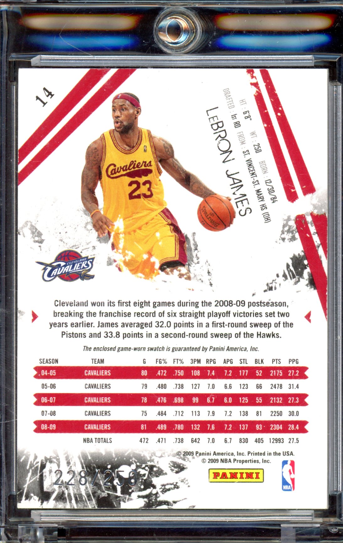 2009 Rookies & Stars LeBron James GAME USED Jersey 228/250