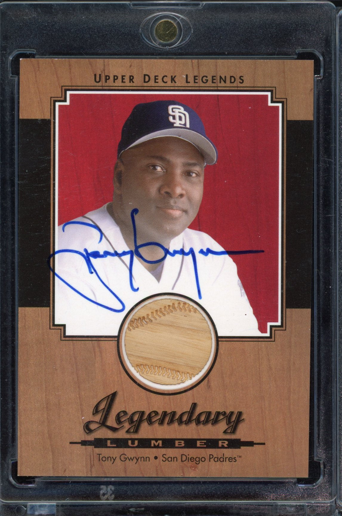 2001 Upper Deck Legends Tony Gwynn Legendary Lumber Bat Auto BOLD AUTO