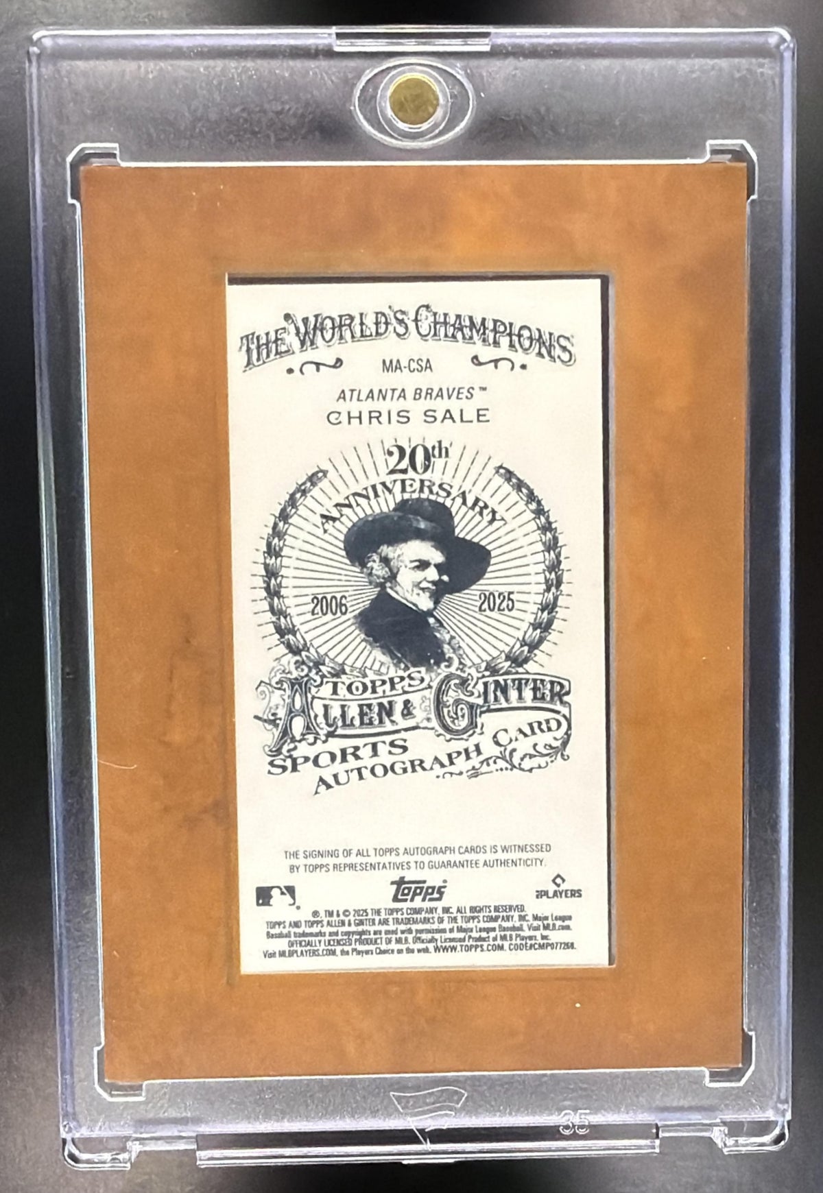 2025 Topps Allen & Ginter Chris Sale #MA-CSA Framed Mini Baseball Auto