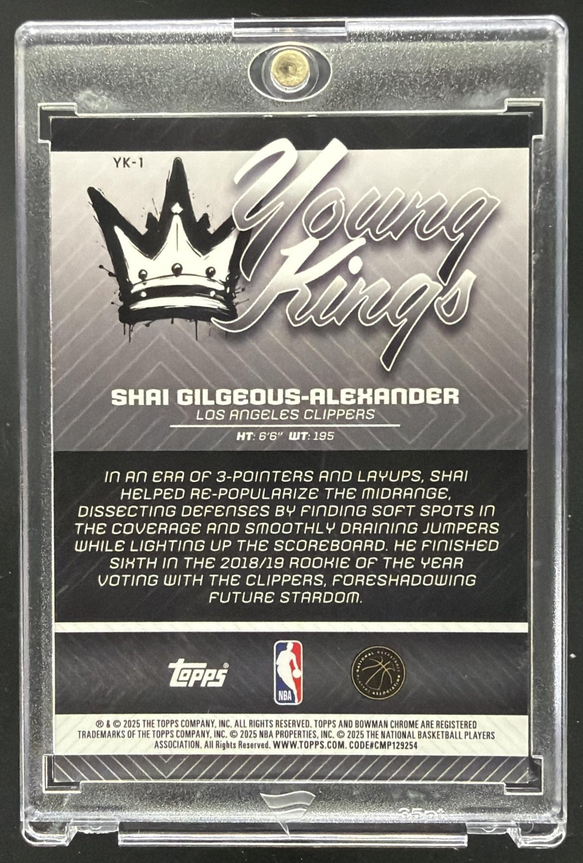 2025 Bowman Shai Gilgeous-Alexander #YK-1 Chrome Young Kings Red Refractor /5