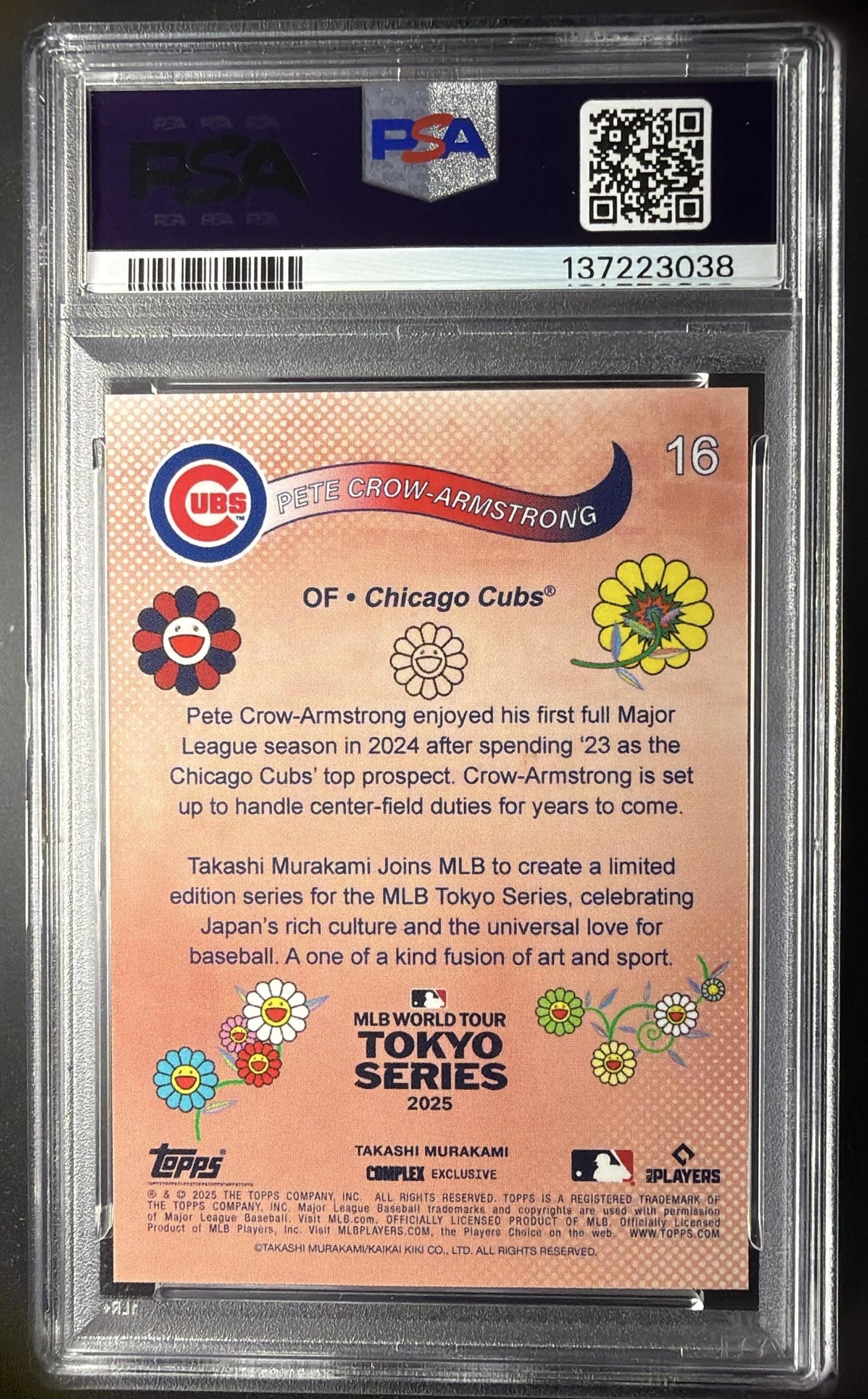 2025 Topps Tokyo Series Murakami Exclusive Pete Crow-Armstrong #16 Black /10 PSA 9
