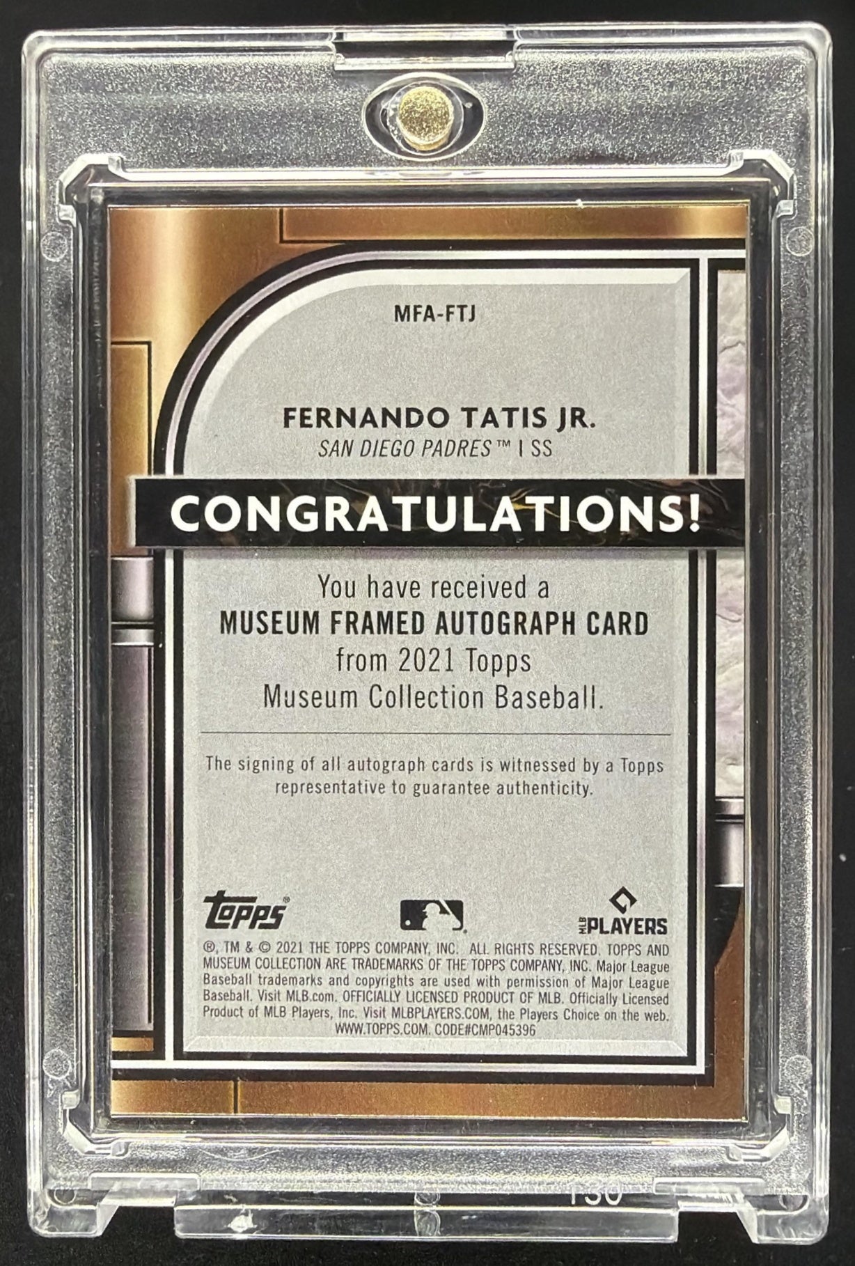 2021 Topps Museum Collection Fernando Tatis Jr. #MFA-FTJ Framed Auto Silver 5/15