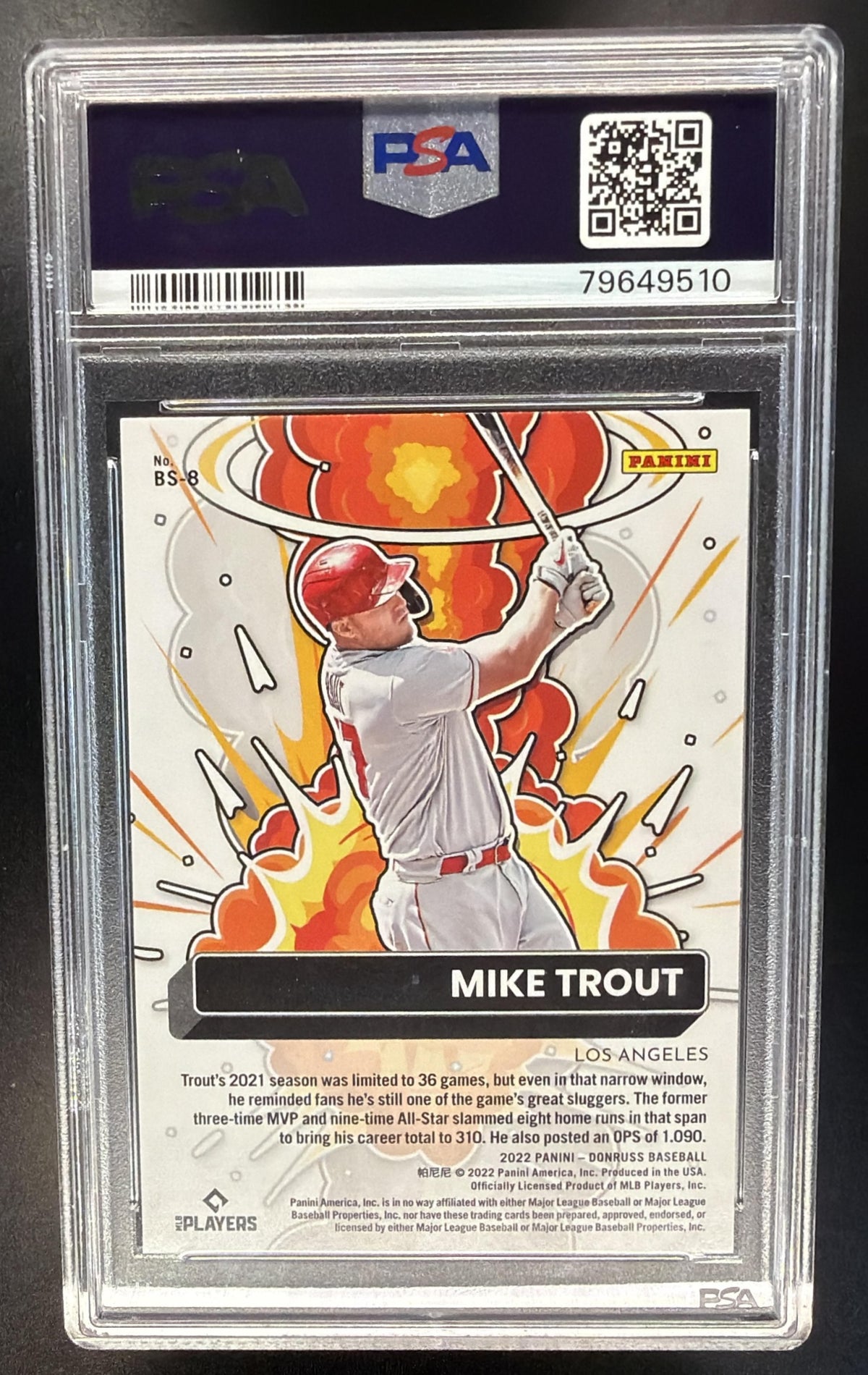 2022 Panini Donruss Mike Trout #BS-8 Bomb Squad Diamond PSA 10