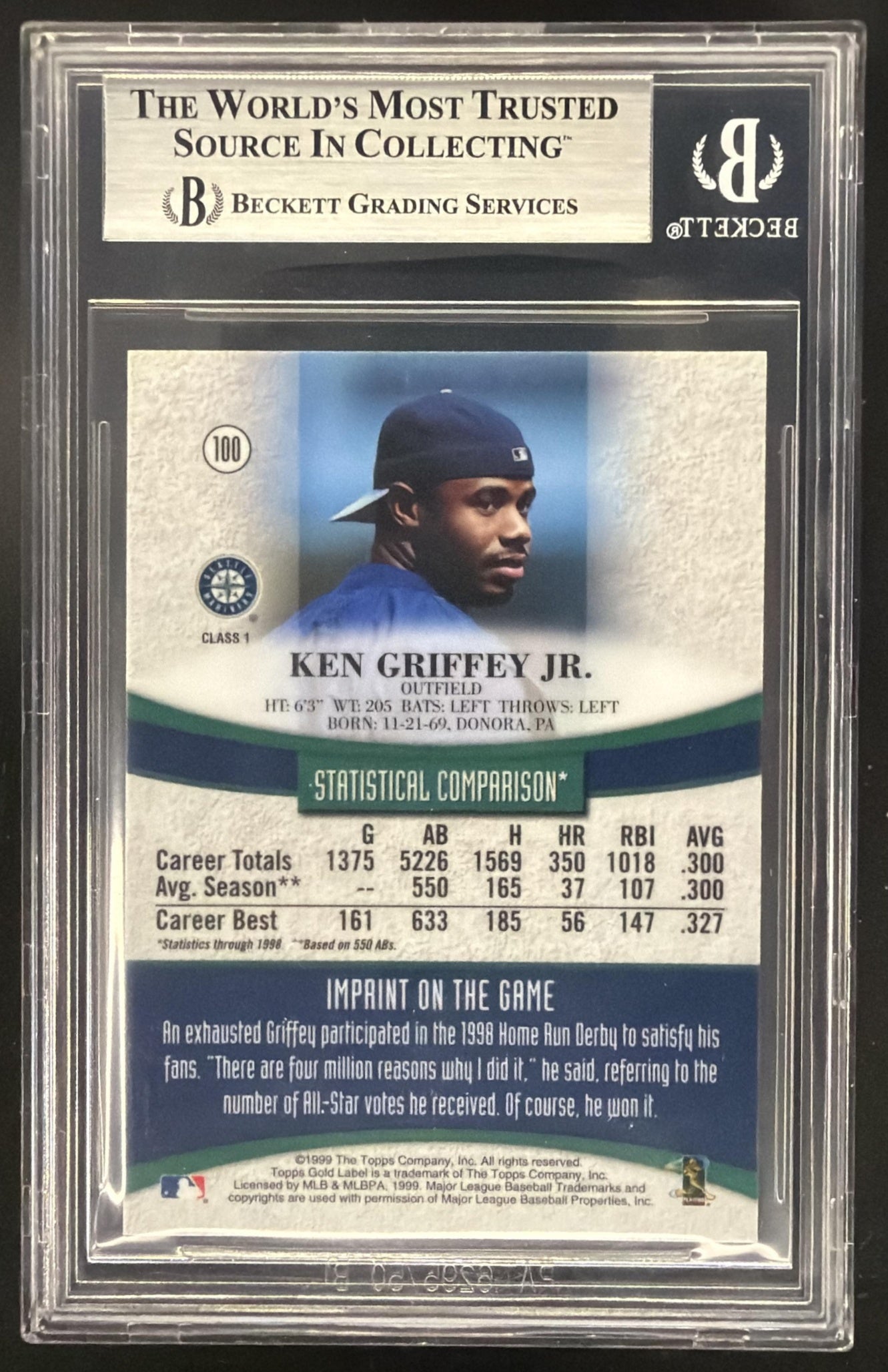 1999 Topps Gold Label Ken Griffey Jr. #100 BGS 8.5