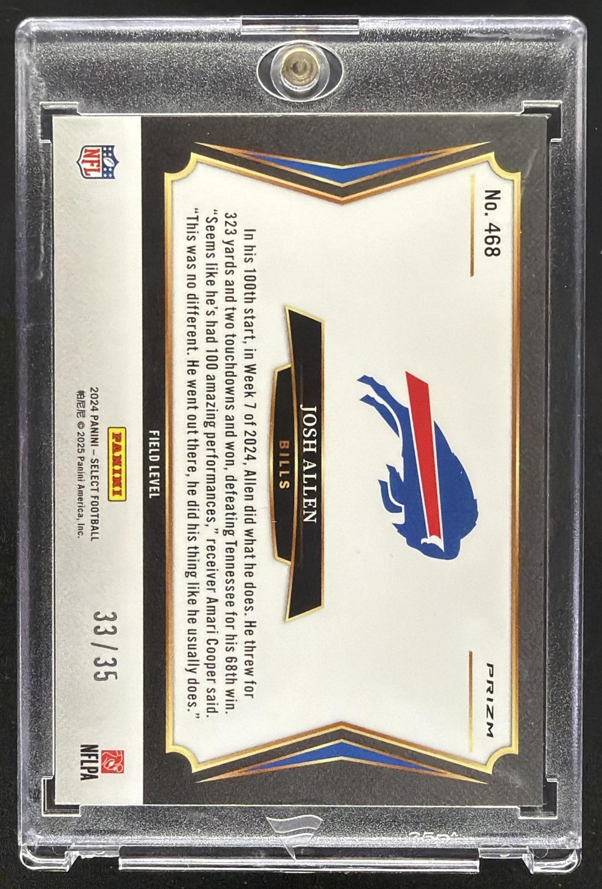 2024 Panini Select Josh Allen #468 Field White Prizm 33/35