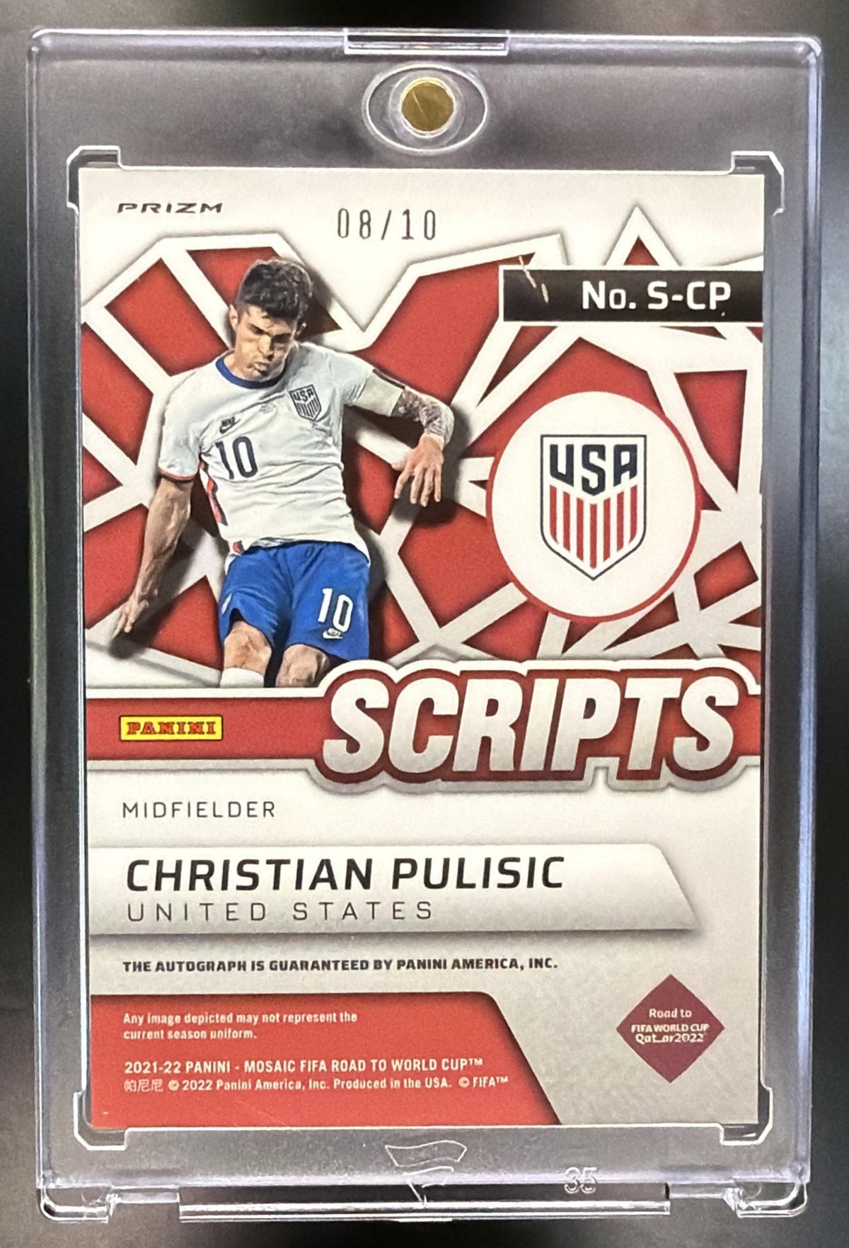 2021 Panini Mosaic World Cup Christian Pulisic #S-CP Gold /10 Auto