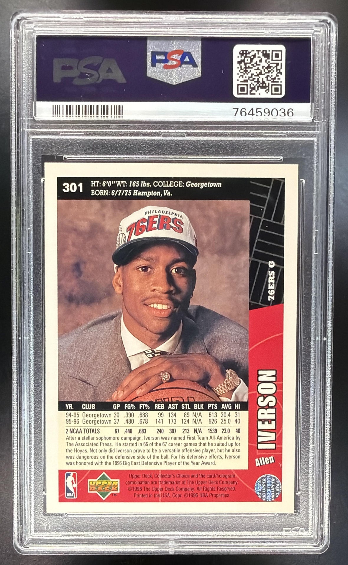 1996-97 Upper Deck Collector's Choice Allen Iverson #301 RC PSA 10