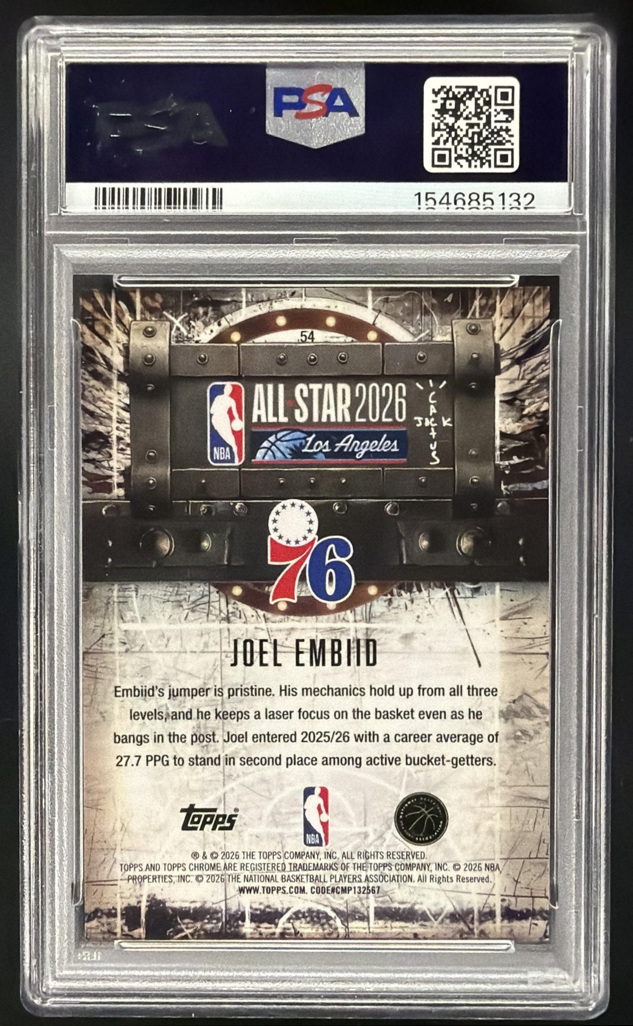 2025 Topps Chrome Cactus Jack Basketball Joel Embiid #54 Red Refractor /5 PSA 10
