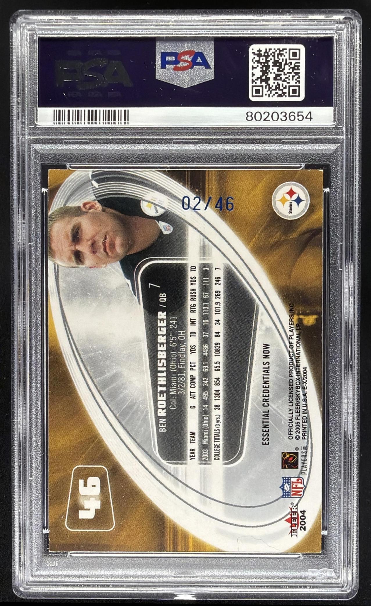 2004 Fleer E-X Ben Roethisberger Rookie /46 PSA 6