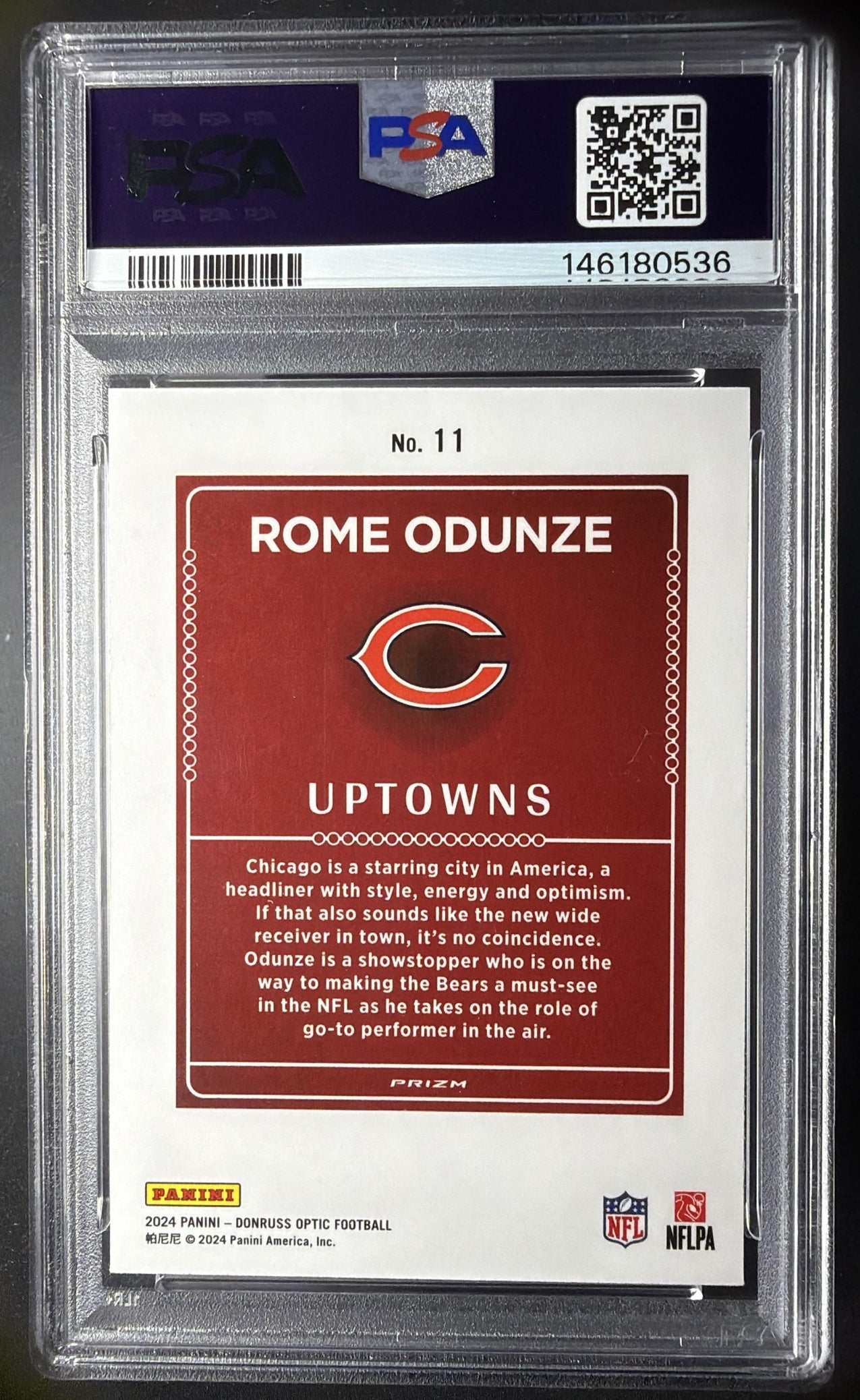2024 Panini Donruss Optic Rome Odunze #11 Uptown RC SSP PSA 9