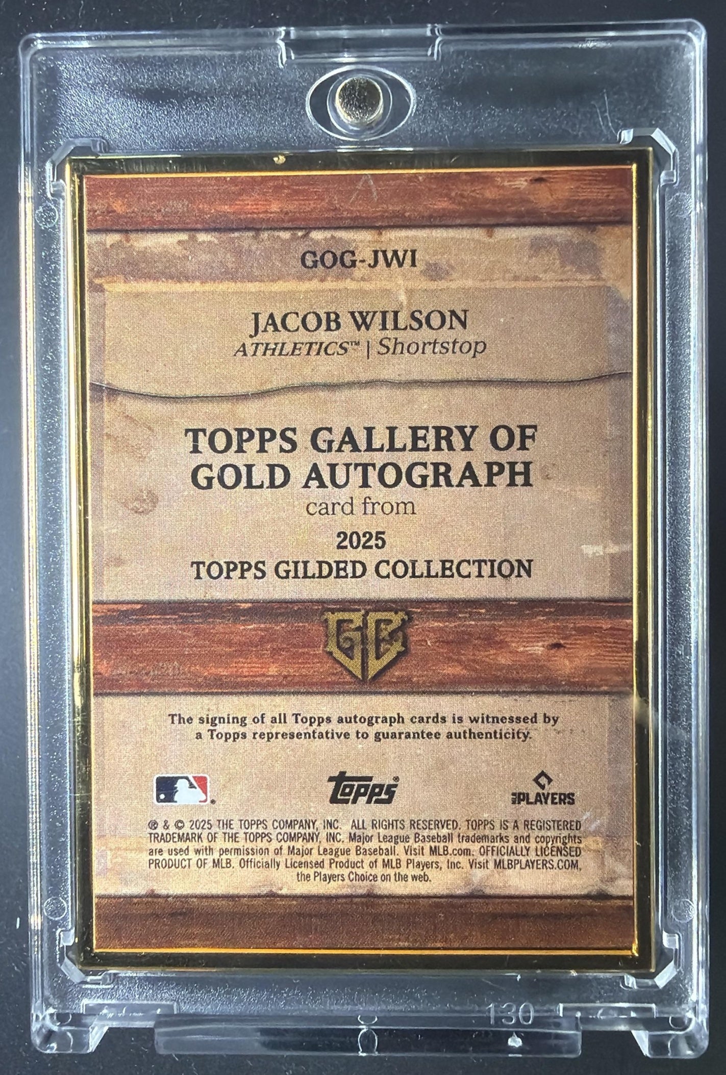 2025 Topps Gilded Collection Jacob Wilson #GOG-JWI Gallery of Gold Auto Emerald /25