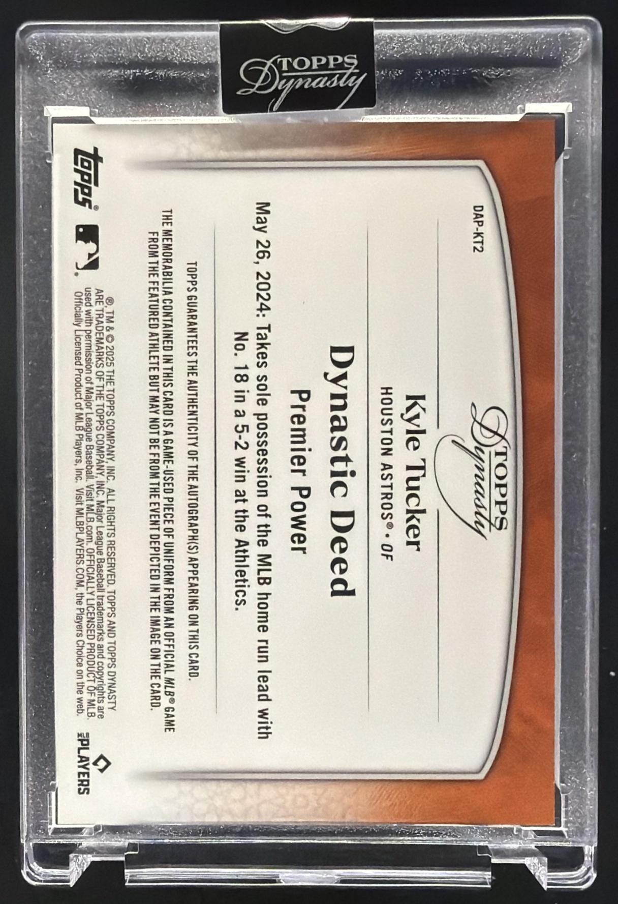 2025 Topps Dynasty Kyle Tucker #DAP-KT2 Auto Patch 8/10 MEM
