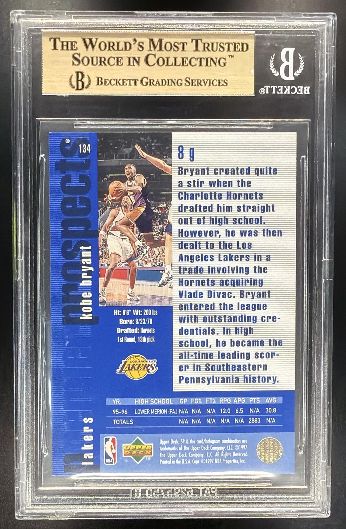 1996-97 SP Kobe Bryant #134 RC BGS 9.5