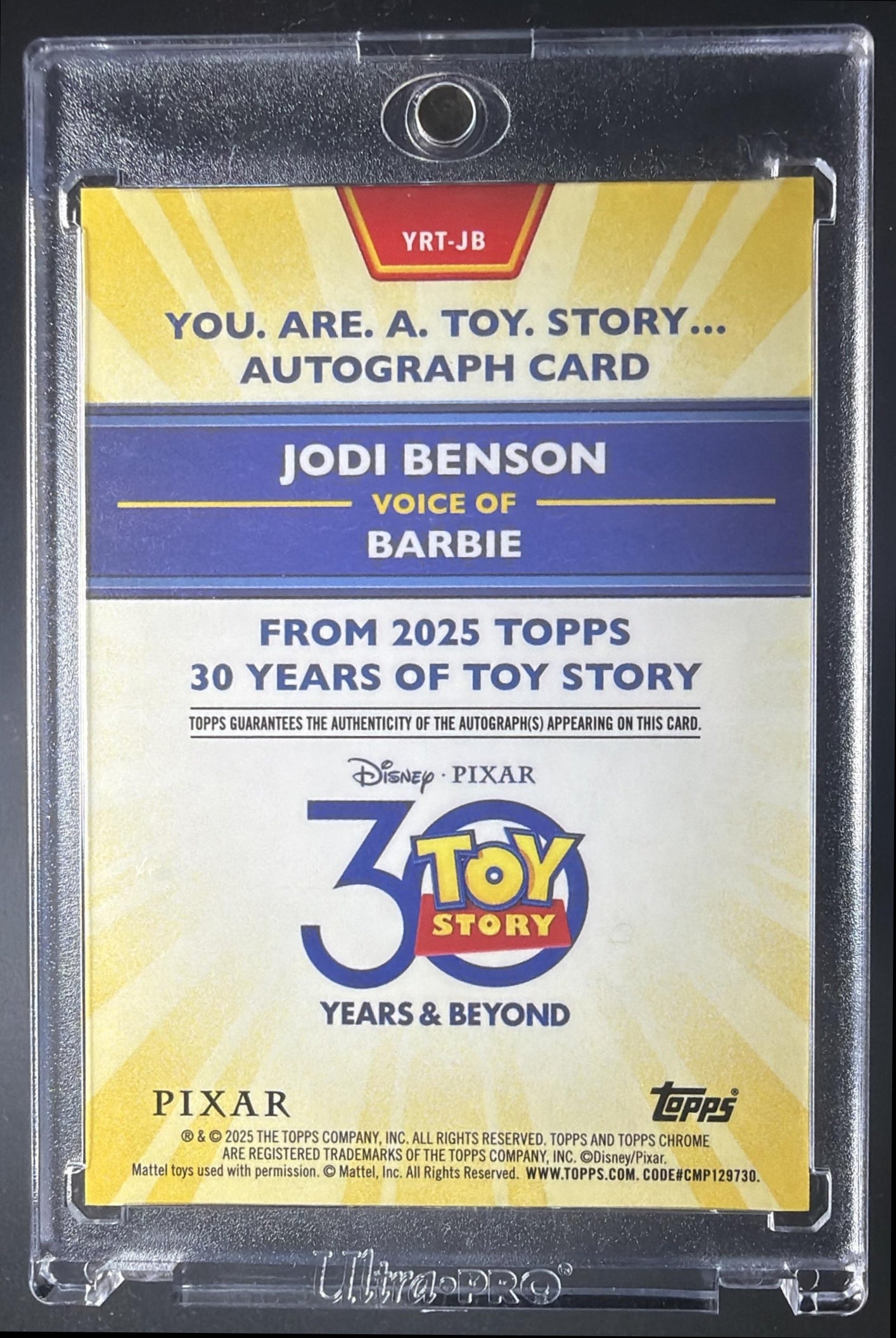 2025 Topps 30 Years of Toy Story Jodi Benson as Barbie #YRT-JB You Are A Toy Story Auto
