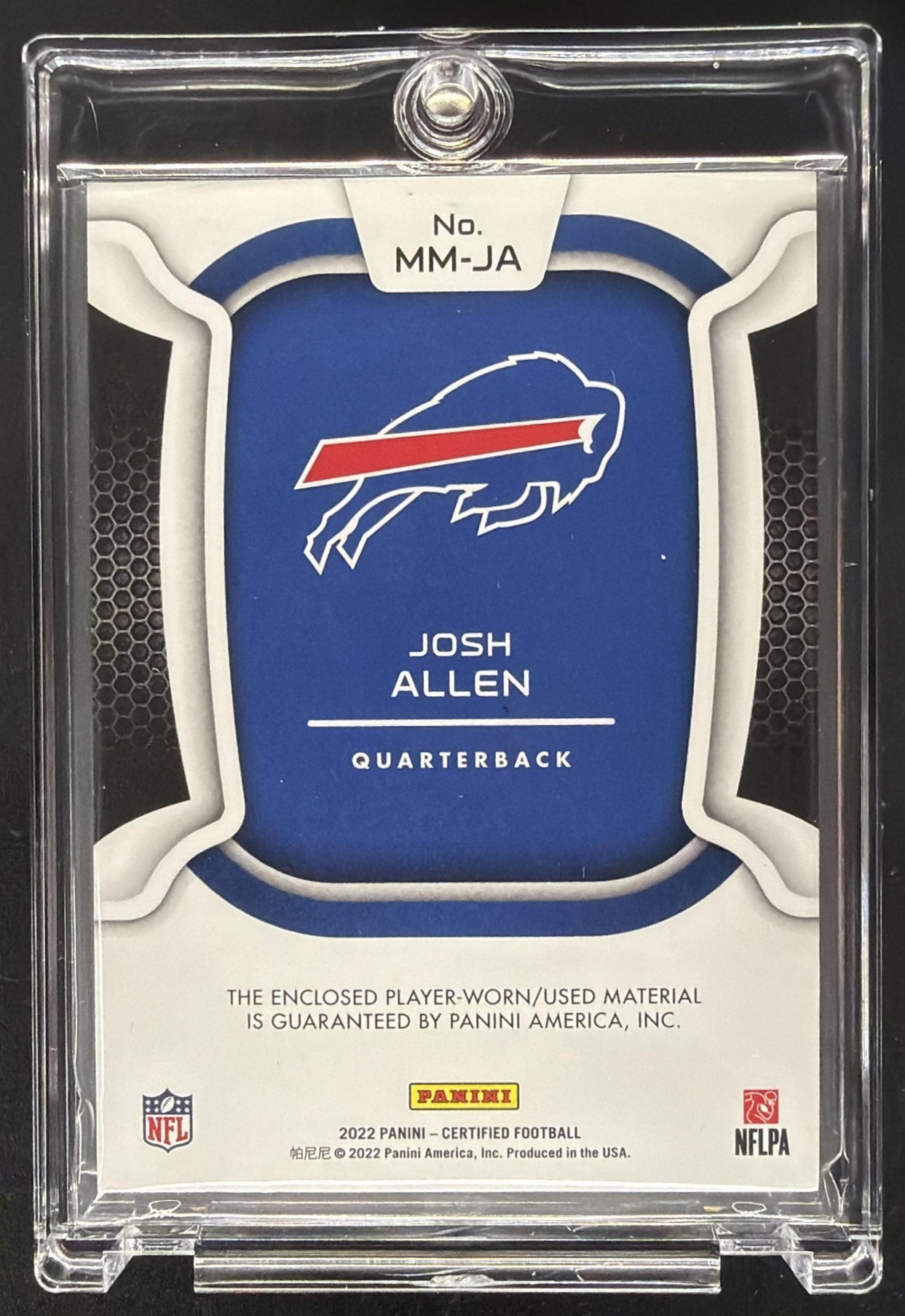 2022 Panini Certified Josh Allen #MM-JA Materials Mirror Teal 4/15