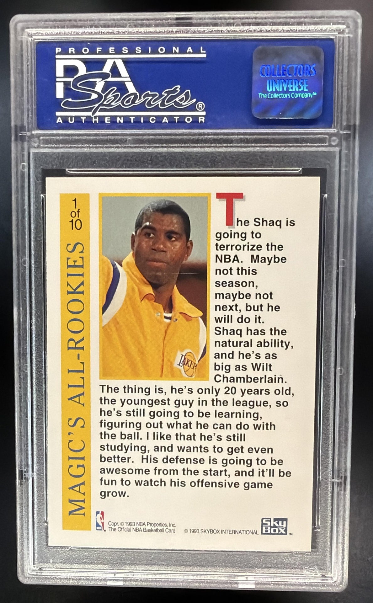 1992-93 Hoops Shaquille O'Neal #1 Magic's All Rookie Team RC PSA 9