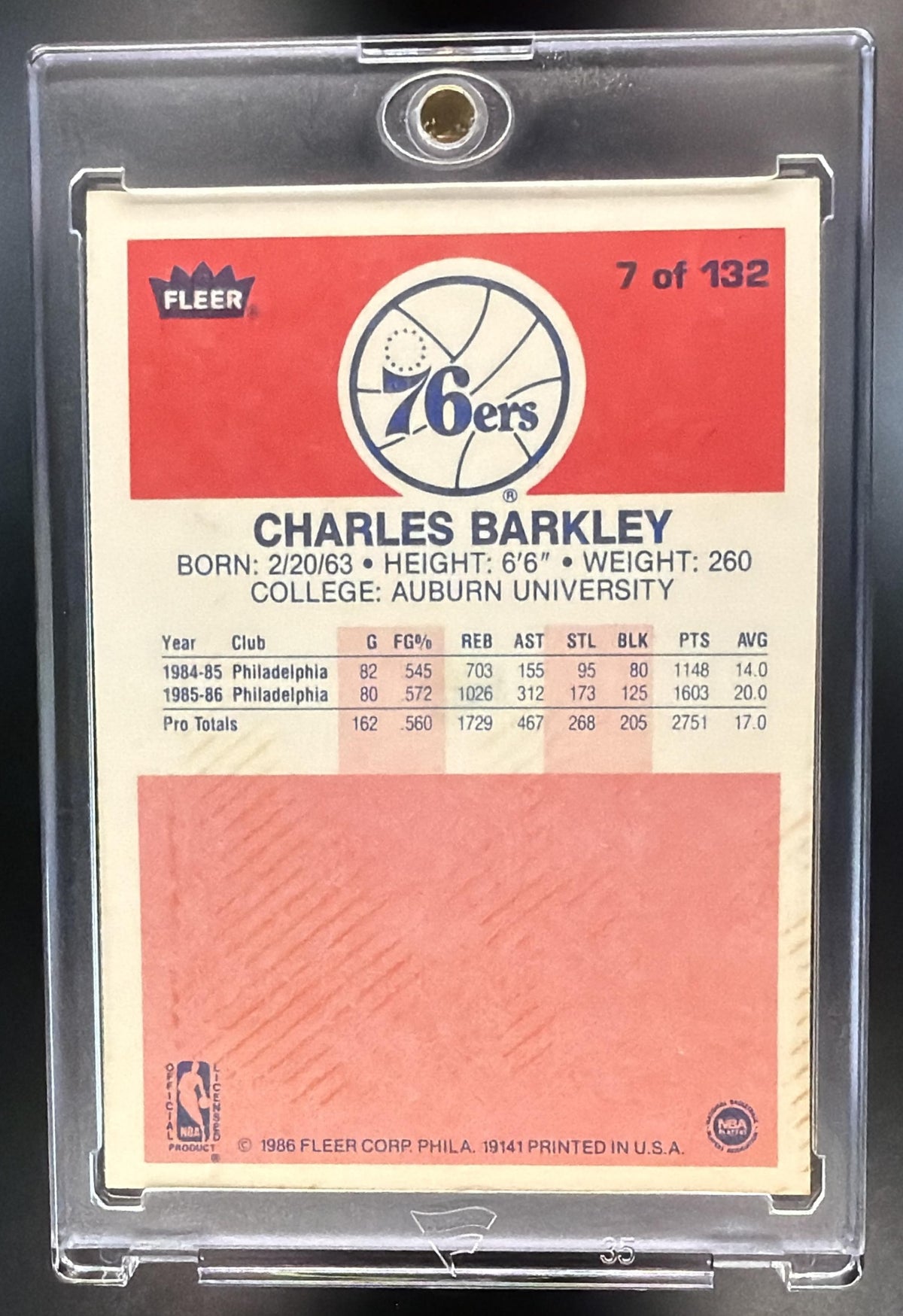 1986-87 Fleer Charles Barkley #7 RC Sixers