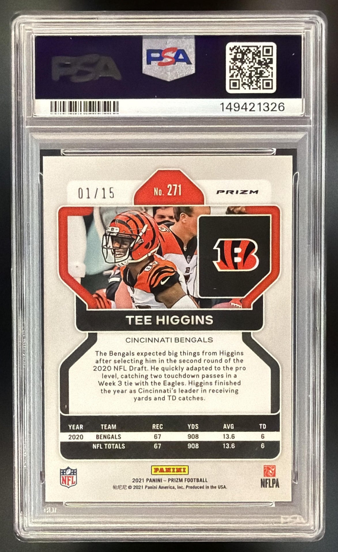 2021 Panini Prizm Tee Higgins #271 Forest Camo 1/15 PSA 9