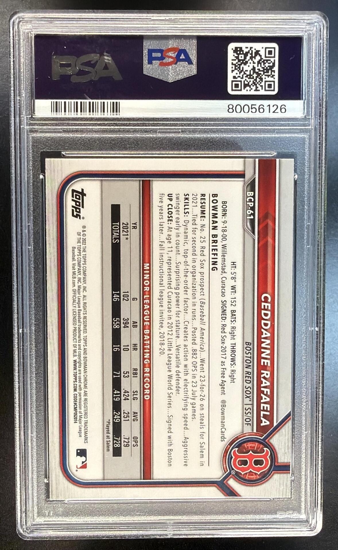 2022 Bowman Mega Box Ceddanne Rafaela #BCP-61 1st Bowman Red Sox PSA 10